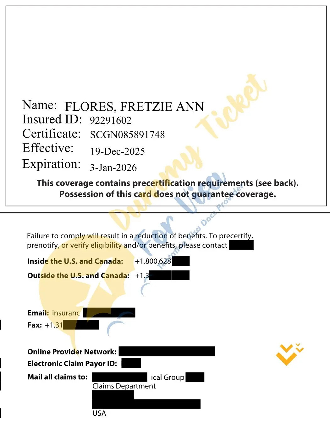 Travel Insurance Sample Page 1